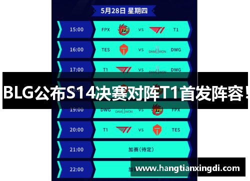 BLG公布S14决赛对阵T1首发阵容！